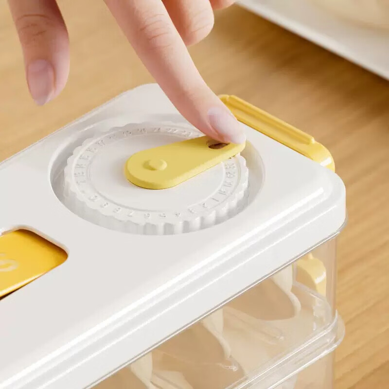 Seam dumpling freezer box refrigerator side door special crisper food-grade packing and organizing box space-saving dumpling box 5 layers 60 pieces yellow