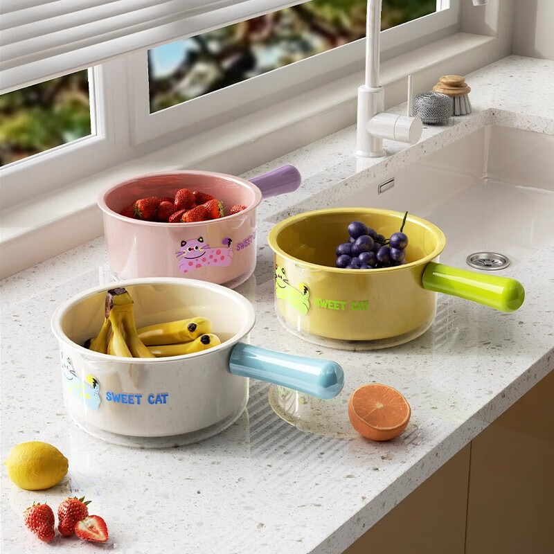 OEING German double-layer drain basket thickened kitchen drain basket water ladle washing basket washing basket drain double-layer design white double-layer quick drain丨preferred material strong and durable