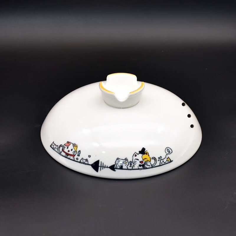 Fantasy ceramic casserole lid single lid with lid round pot lid soup pot universal soup pot accessories pure printed lid non-slip lid panda white 20cm one pack