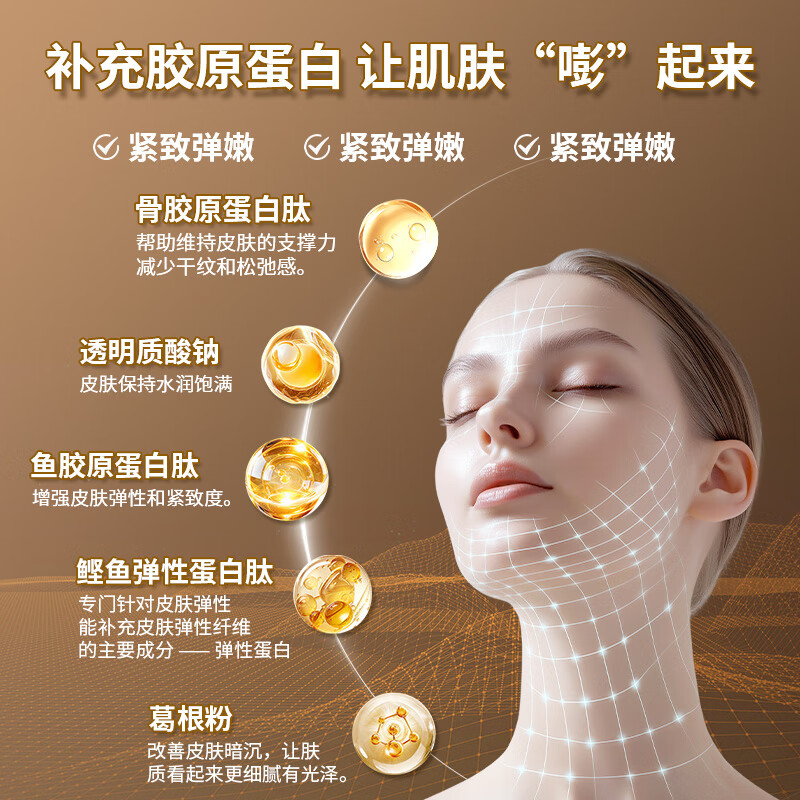 DR. ADAIR sodium hyaluronate + 3 types of collagen peptides, hydrating tablets, and small molecule peptides for firming and anti-aging skin, 90 tablets