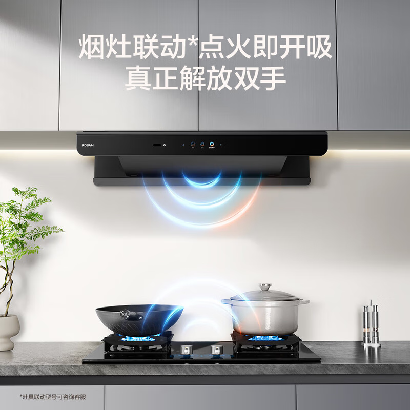 Boss (Robam) Gemini E2P range hood European-style top smoking stove linked dual-chamber frequency conversion 28 air volume household large suction smart range hood 66D5-E2 trade-in