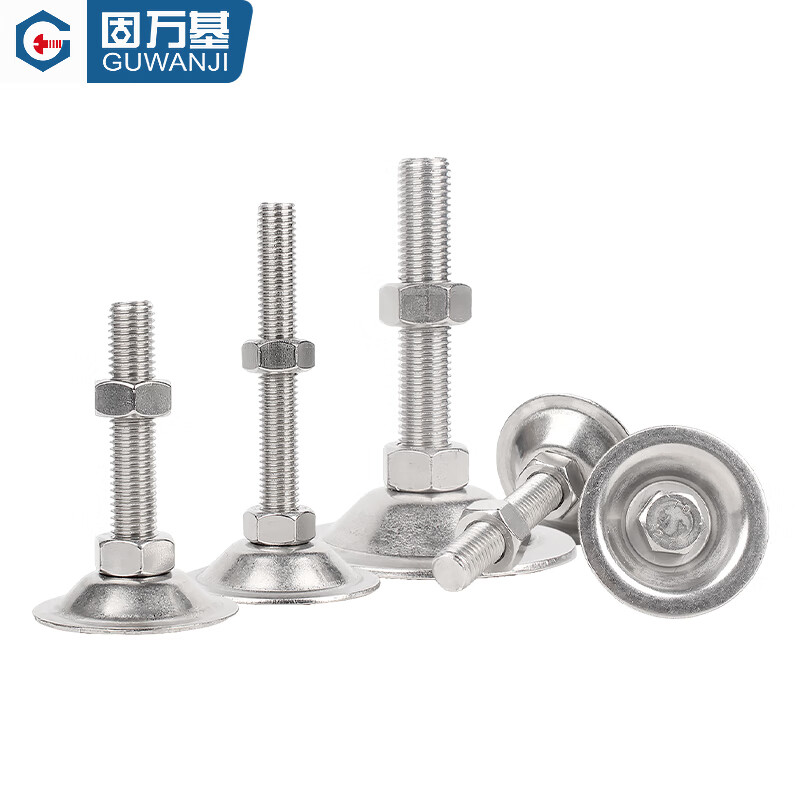 GUWANJI 304 stainless steel foot cup fixed adjustable cabinet furniture foot flat bottom support M5M6M8M10M12M16M20 60xM12x160mm 1 set