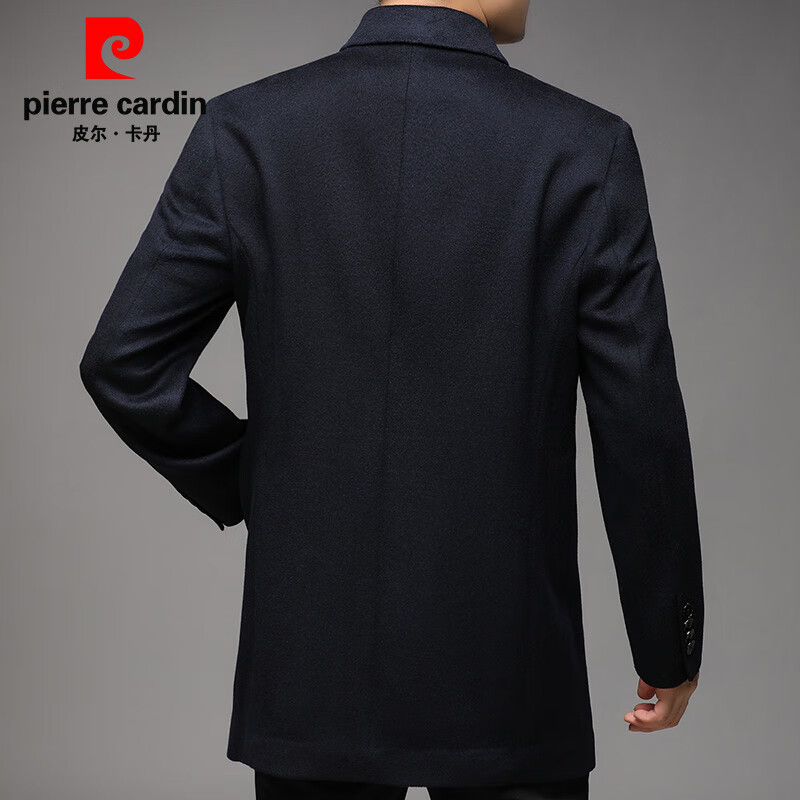 Pierre Cardin woolen coat men's jacket lapel solid color mid-length warm cashmere jacket coat