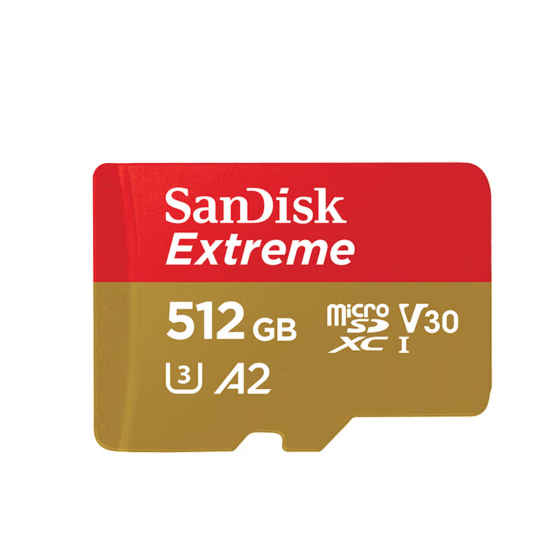 SanDisk 512GB TF (MicroSD) memory card 4K speed gold card A2 V30 U3 driving recorder action camera drone surveillance memory card read 190MB/s