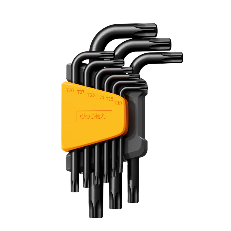 Deli (deli) black, rust-proof, high hardness, standard length, medium hole, flower-shaped inner hexagonal wrench combination set, screwdriver set, 9-piece set