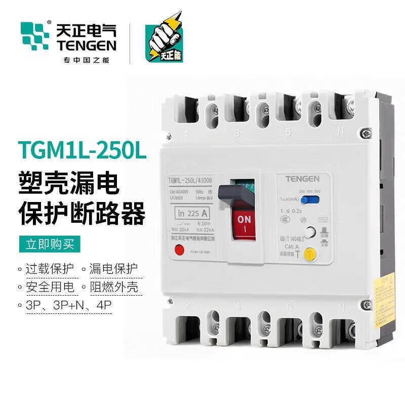 Tianzheng TGM1L-250L/3N300A/4300B plastic case leakage protector 4P three-phase four-wire 160/200/2 TGM1L-250L/3300(3P) 1P100A