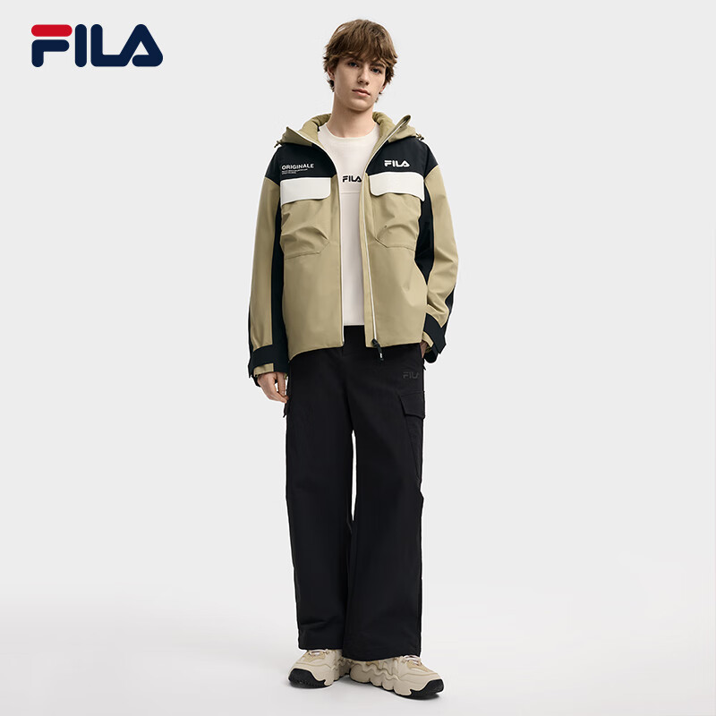 FILA Men's Yiyang Qianxi Same Style Down Jacket Two-piece Set 2025 Winter New Casual Warm Hooded Jacket Algae Brown-LK S 165/88A/S