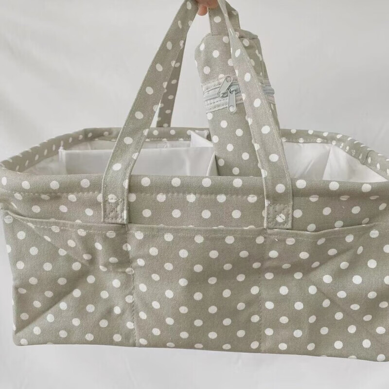 Large folding nursery storage basket portable tote bag baby diaper pad mother and baby supplies storage bag gray