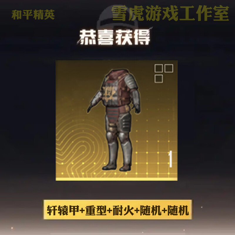 Peace Elite subway escape equipment Snow Falcon Surnan Undertide Xuanyuan Armor Mo Shoutou Little Golden Man Xuanyuan AUG Xuanyuan Armor + Heavy + Fire Resistant + Random + Random