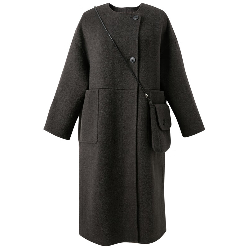 Sancai 2025 new winter double-sided woolen coat long round neck for women