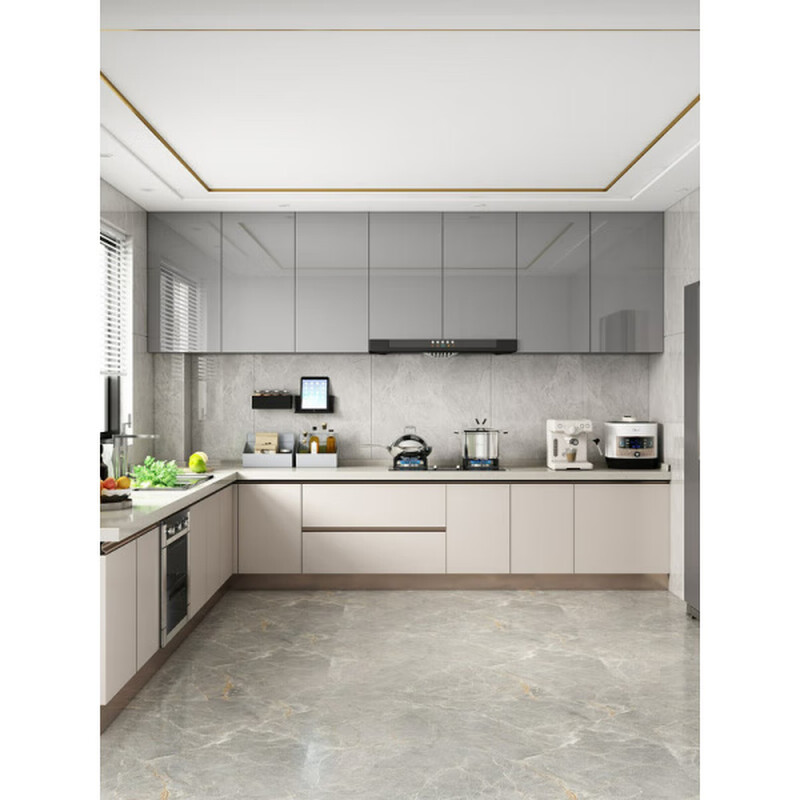 Sanqihu customized solid wood kitchen wall cabinet including range hood wall cabinet balcony cabinet European pine high-gloss cabinet door PT customized special default