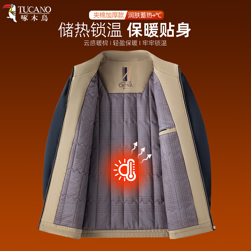 Woodpecker (TUCANO) coat men's winter thickened cotton jacket middle-aged men's warm cotton jacket stand-up collar top men's New Year gift