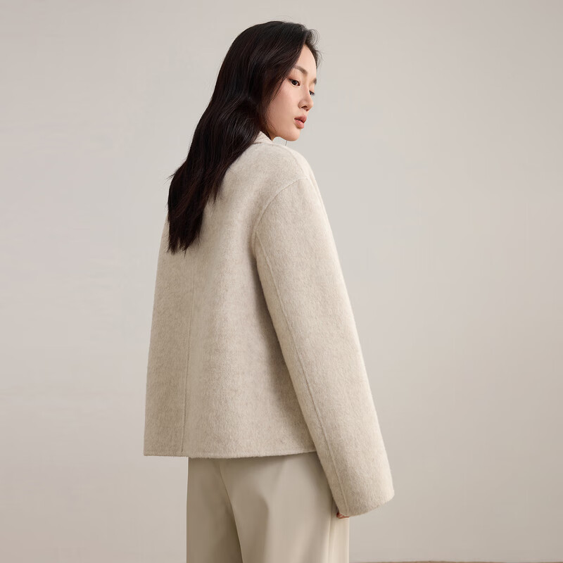 Shandubila sheep wool temperament woolen coat for women winter warm commuting thick double-sided woolen coat slim long-sleeved top