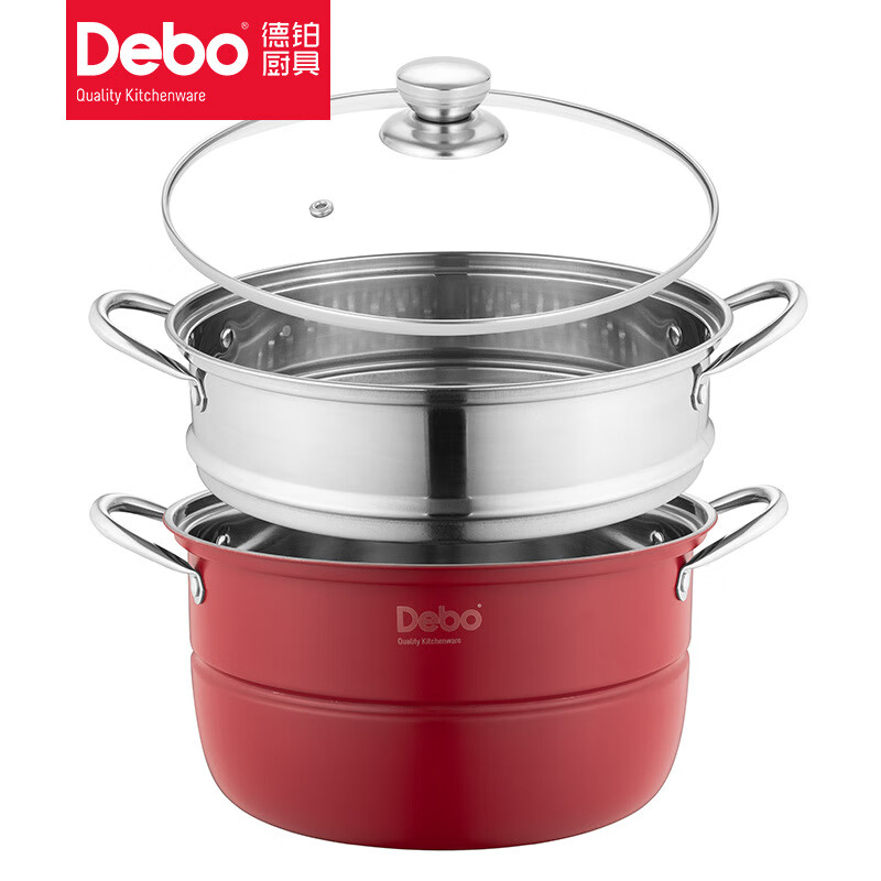 Debo Bolton stainless steel steamer multi-layer household steaming and stewing buns 28cm large capacity induction cooker 28cm