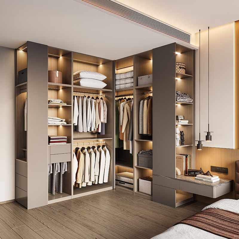 Sophia Wardrobe Light Luxury Metallic Bedroom Wardrobe Small Apartment Wardrobe Storage Customized Simple Furniture Cabinet Whole House Customization Membership Bonus