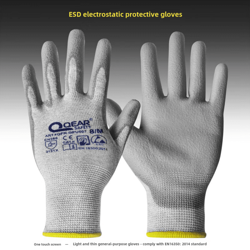 Wear-resistant work protection touch screen gloves Pu coated palm labor protection thin anti-slip breathable digital industry 24 pairs of ESD anti-static PU gloves_light and breathable style S