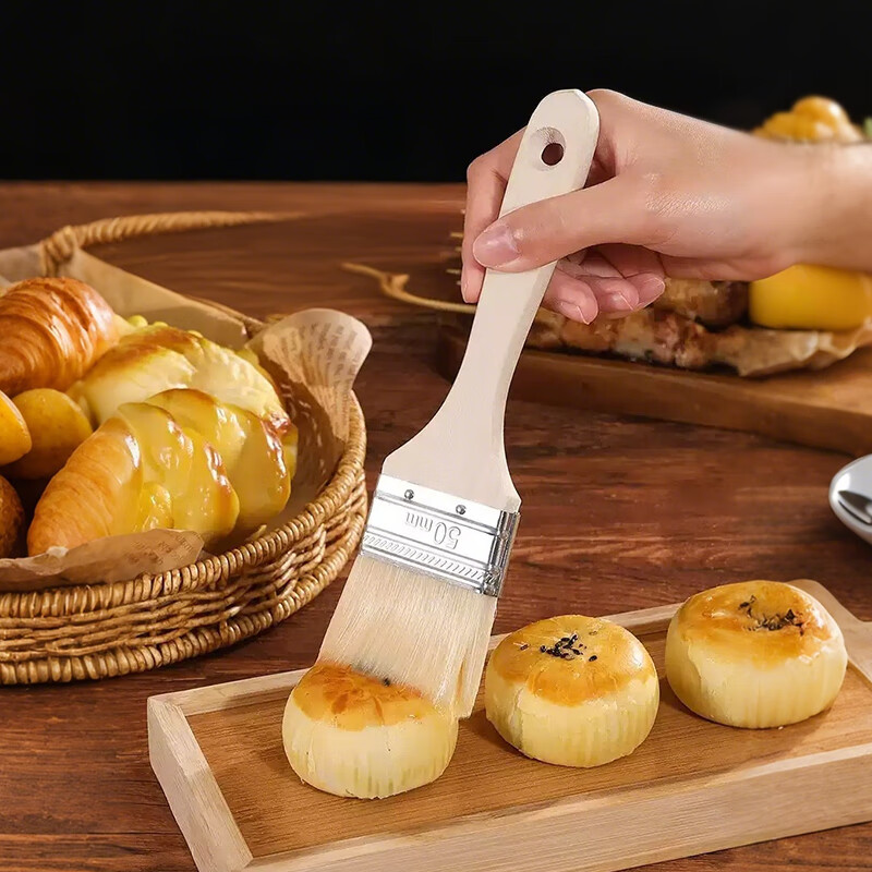 Kelibang Wool Brush Wooden Handle Mixed Bristle Paint Brush Interior Decoration Traceless Paint Latex Paint Brush Barbecue Brush Soft Bristle Cleaning Brush 4 Inches 2 Pack KB3207