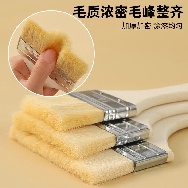 Kelibang Wool Brush Wooden Handle Mixed Bristle Paint Brush Interior Decoration Traceless Paint Latex Paint Brush Barbecue Brush Soft Bristle Cleaning Brush 4 Inches 2 Pack KB3207