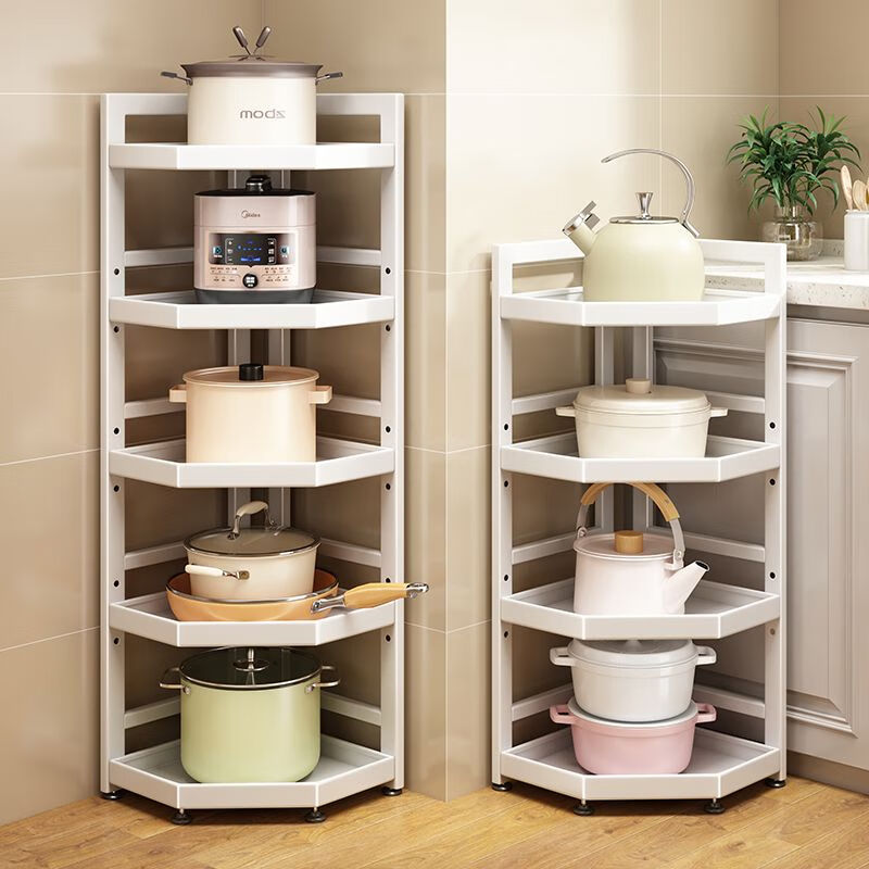 Jian Yang's new kitchen corner rack multi-layer floor-standing three-legged pot rack corner pot and small appliance storage storage rack multi-functional four-story height 81 long 31