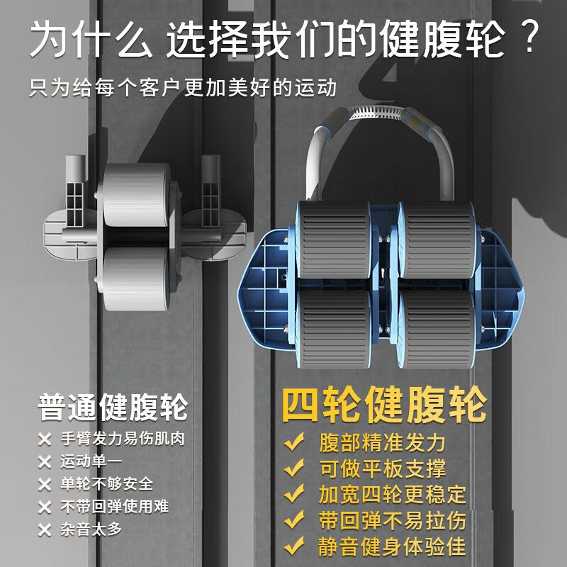 Vinoa four-wheel fitness abdominal wheel sports smart counting automatic rebound artifact for men and women to slim belly home fitness equipment abdominal muscle set 4-wheel fitness abdominal wheel luxury 4-piece set automatic rebound