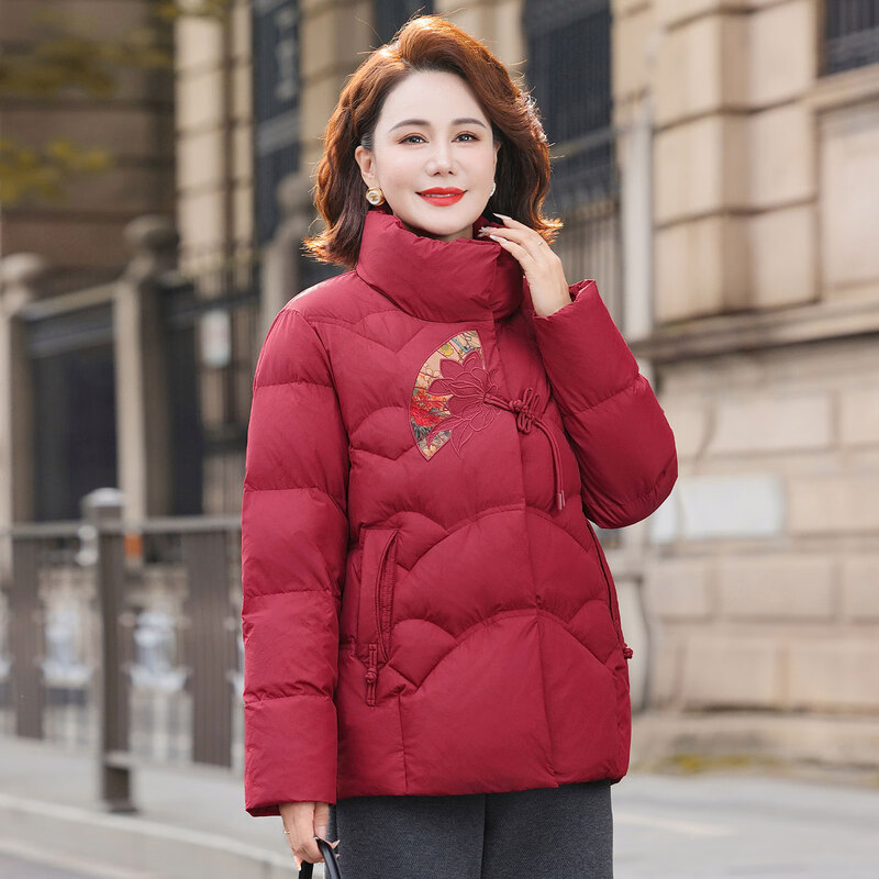 YAYA (YAYA) short down jacket for small mothers, women's 40 and 50 winter style thickened and warm middle-aged and elderly stand-up collar jackets