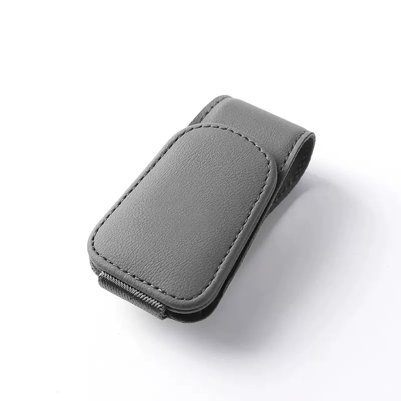 Yusenyi High-end Leather Car Glasses Clip In-Car Sunglasses Case Car Sun Visor Invisible Sun Magnetic Glasses Case Premium (Gray)