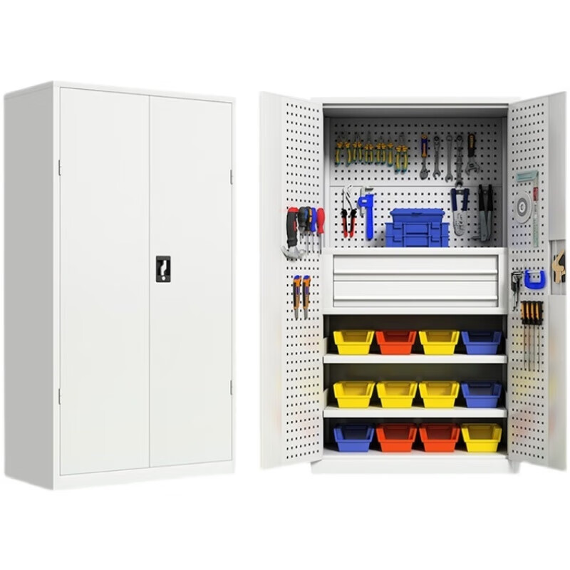 Qiaobolai heavy-duty hardware multi-functional tool cabinet workshop thickened iron tool cabinet storage storage mobile tool cabinet 1 without network four boards blue