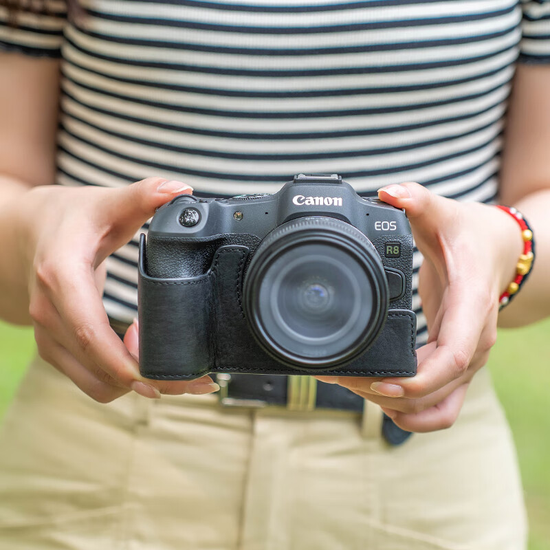 Photographer Canon R8 leather protective case r50v camera bag r5R6 second generation leather case R52r6 base R50 protective case rp leather accessories shelv first layer cowhide