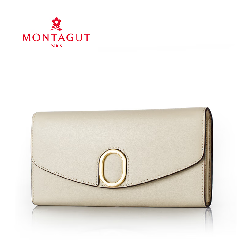 Montagut Genuine Leather Wallet Women's Genuine Leather Women's Long Buckle Cowhide Ring Multi-Function Clutch Pink R2422576012