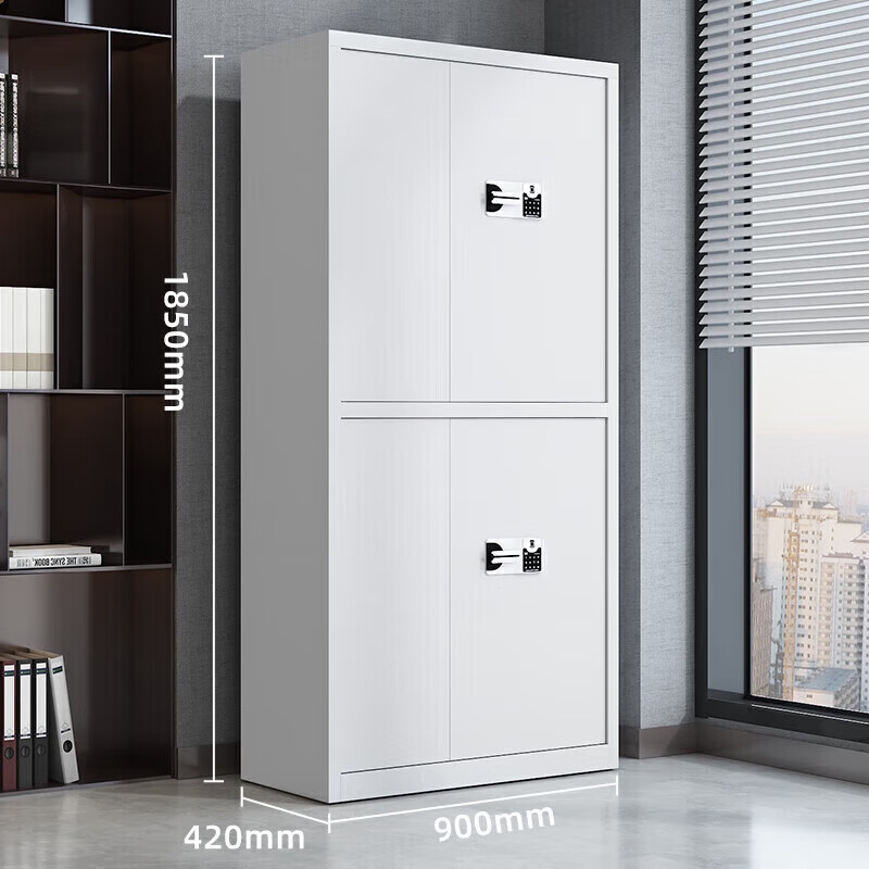 SHENGYI Emergency Supply Cabinet Confidential Cabinet File Cabinet Information Cabinet Lockable Office Locker Electronic Password Lock Low Cabinet 90*42*185cm Double Section-No Draw-National Treasure Fingerprint