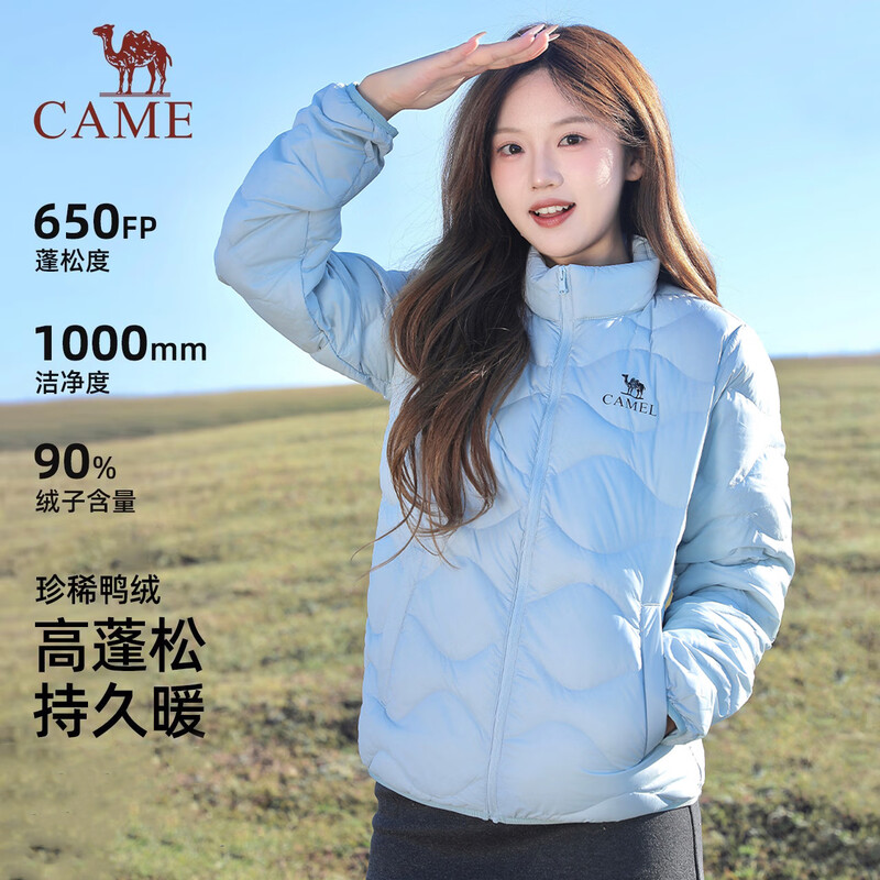 Camel Women's Down Jacket 2025 Autumn and Winter New Men's and Women's Lightweight High Puff Warm Windproof Antistatic Jacket