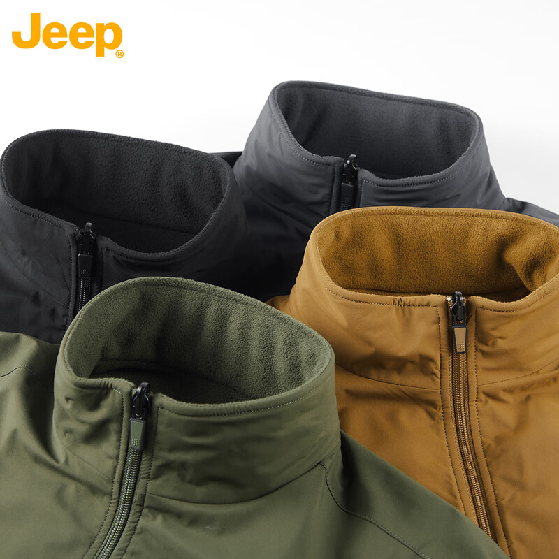 JEEP double-sided new polar fleece jacket for men and women in autumn and winter windproof and warm stand-up collar plus velvet loose fleece jacket