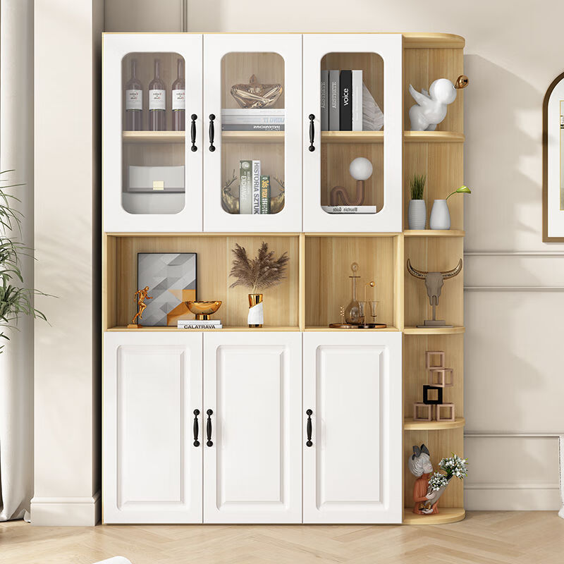 Yunbin Guangdong Foshan sideboard multi-functional living room bookcase wine cabinet storage cabinet combination wall cabinet corner cabinet tea cabinet 2-door white package installation