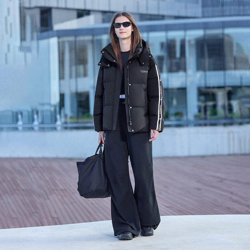 Tambor down jacket winter men and women couples short removable hood outdoor sports jacket 550308D black 165