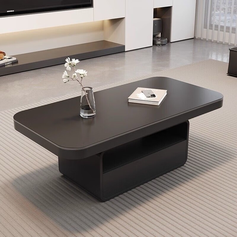 Light luxury modern cream style rectangular slate coffee table living room small apartment home designer high-end tea table glossy snow mountain white slate 130*70cm