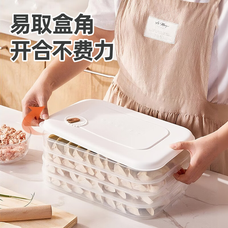 Longstar frozen dumpling box for home use, two layers and one cover, special wonton and dumpling preservation box tray for refrigerator, food grade