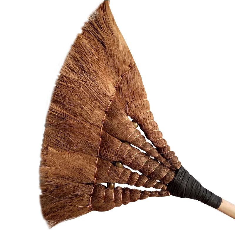 Bingyu AB40121 Industrial wooden handle brown bark broom, brown hair broom, high quality brown hair broom, 5 pieces
