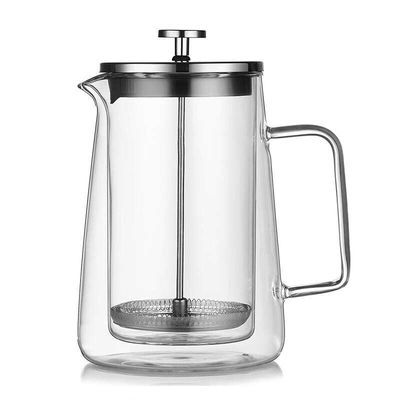 Heat-resistant French Press Pot Double-layer Coffee Pot Home Coffeeware Filter Sharing Pot Filter Glass Pot Transparent High Borosilicate Glass Color Box 1000ML Trapezoid French Press Pot