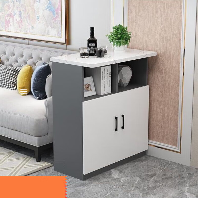 Zimuya home bar table kitchen restaurant partition cabinet multi-functional entrance cabinet modern simple small bar wine cabinet high table white cabinet + marble color countertop + white cabinet length 60 double doors