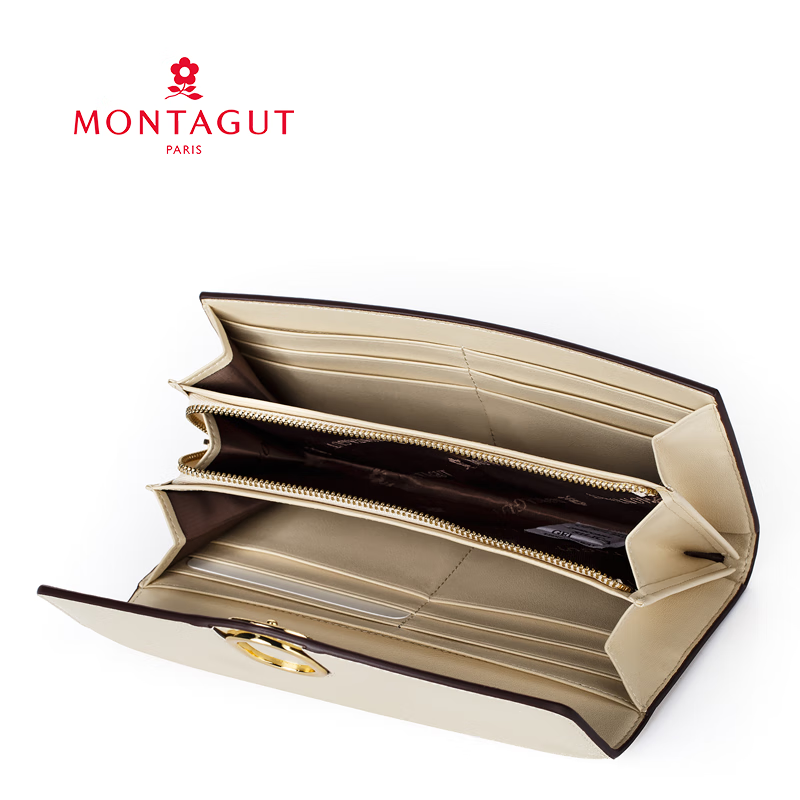 Montagut Genuine Leather Wallet Women's Genuine Leather Women's Long Buckle Cowhide Ring Multi-Function Clutch Pink R2422576012