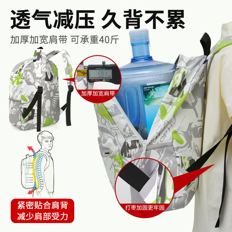 Pull back backpack, school bag, men's junior high school student, high school student, simple and versatile, large capacity travel backpack, computer bag for men