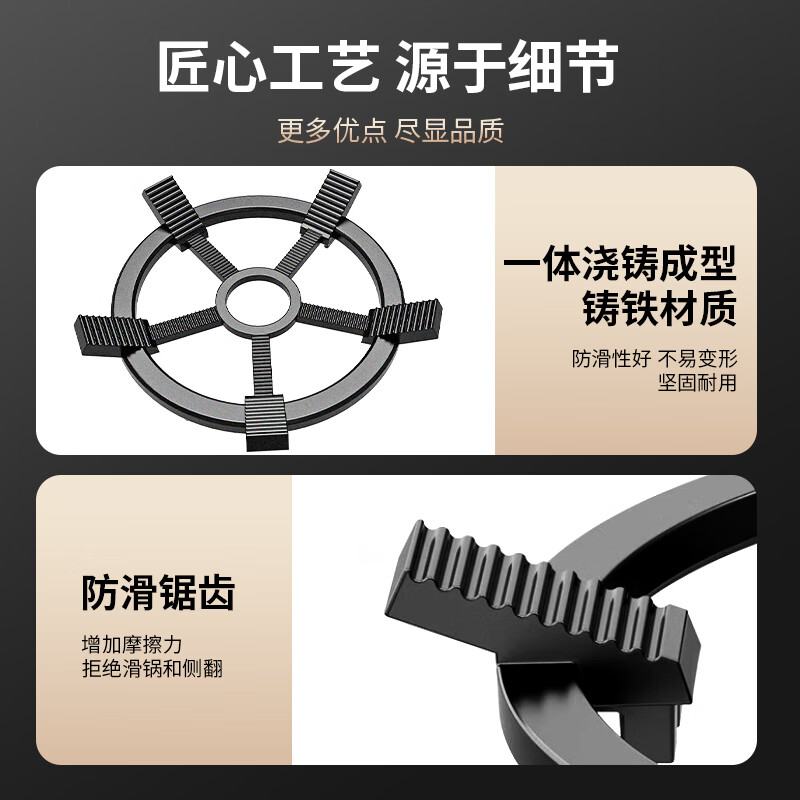 Xin Yingzhi (YINGZHI) gas stove bracket thickened cast steel gas stove bracket anti-slip frame windproof energy-saving cover fire focus cover suitable for Midea Vantage Skyworth Supor Xiaomi Boss Konka, etc. 1 piece four-five claw universal upgrade two-in-one | anti-slip and high temperature resistance | thickened version