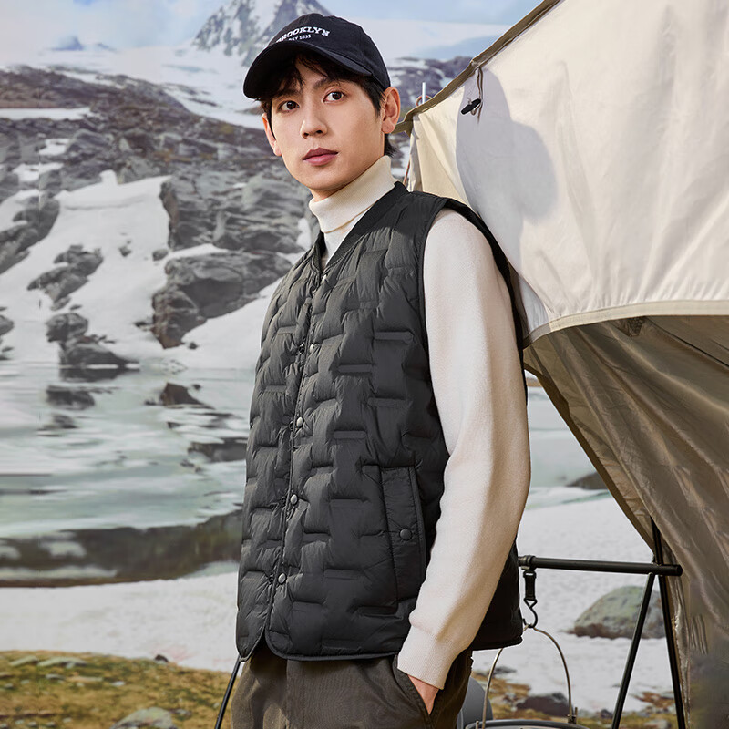 Yalu down vest for men to wear inside, 25 years new autumn and winter style, velvet inside, casual stand-up collar, outer vest, thin inner liner