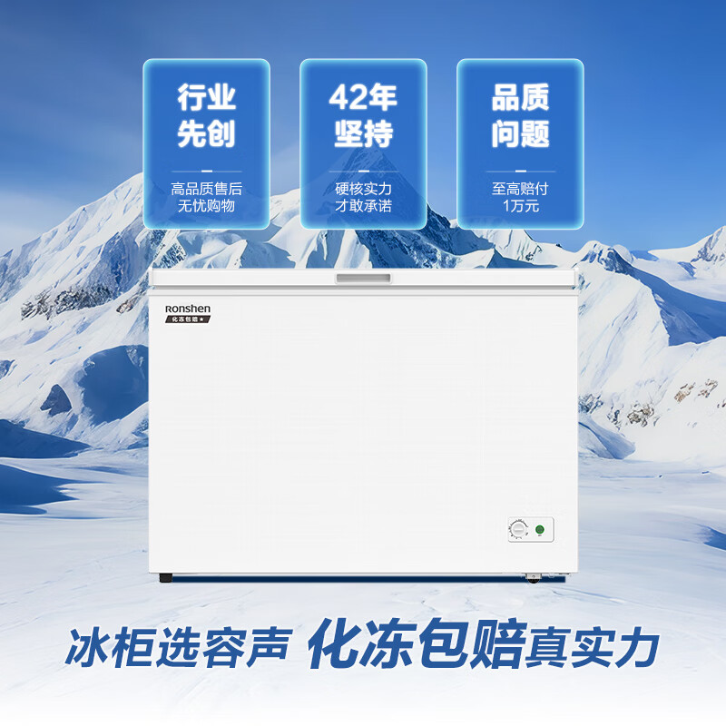 Ronshen 350L single-temperature home-business dual-use freezer PCM antibacterial liner ice-sealed fresh large-capacity freezer Jingdong self-operated BD/BC-350E10HNLAD national subsidy