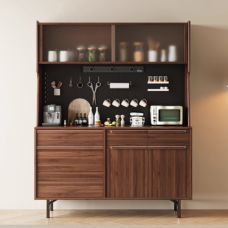 YIHONGYUAN North American black walnut solid wood sideboard coffee cabinet restaurant storage cabinet integrated wall wine cabinet multifunctional sideboard multifunctional sideboard FAS grade black walnut