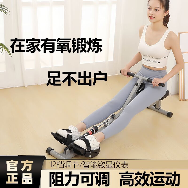 Gumuni household rowing machine liquid water resistance silent rowing rowing family aerobic fitness equipment indoor grade thickened LCD model 12-speed adjustment + instrument