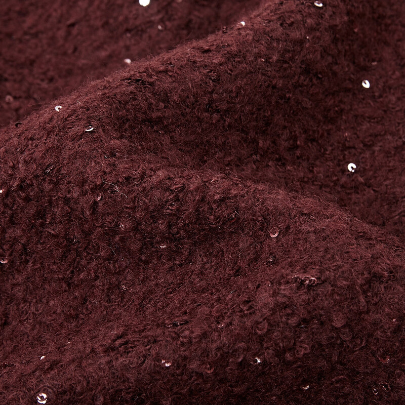 Demana luxury sheep wool winter intellectual round neck box-shaped thick warm sequined loose double-sided woolen coat for women