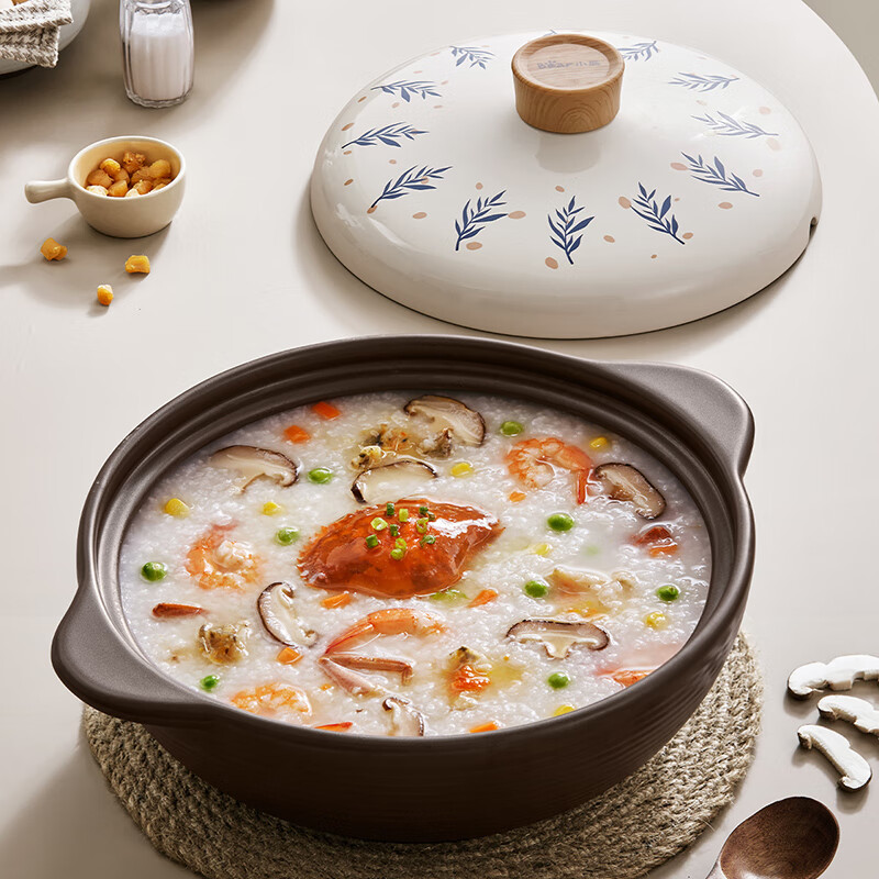 Bear casserole wide-mouth soup pot clay pot rice stew pot high temperature resistance and non-cracking 3.2L health-care pot ceramic pot gas