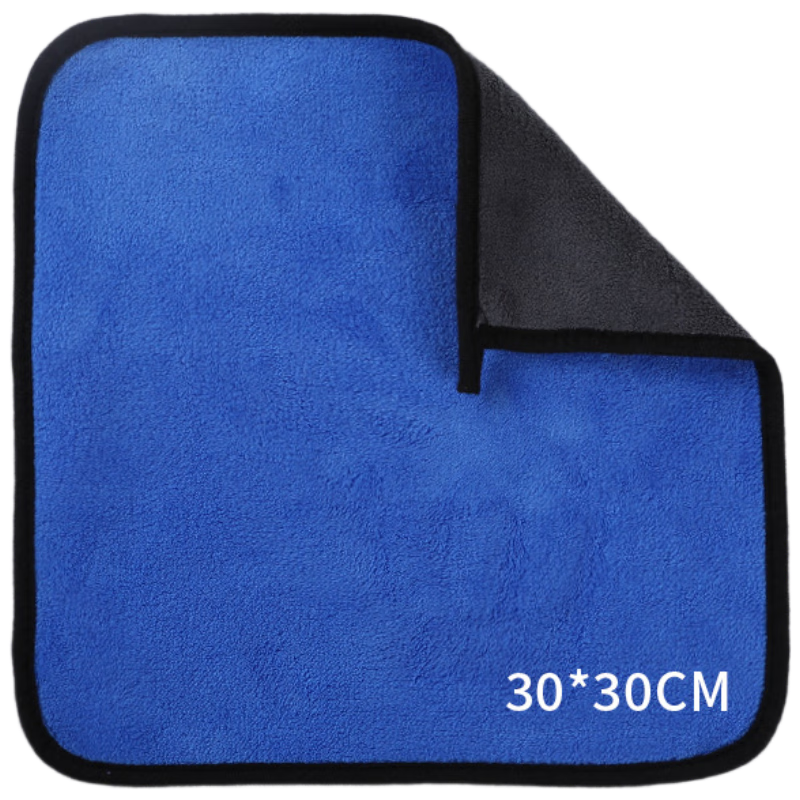 Pioneer coral velvet car wipes, car wash towels, fiber rags, thickened water-absorbent two-color double-sided car towels, gray blue 800g/ 30*30cm (minimum order of 30 pieces)
