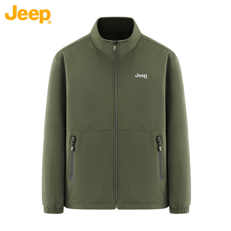 JEEP double-sided new polar fleece jacket for men and women in autumn and winter windproof and warm stand-up collar plus velvet loose fleece jacket